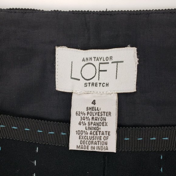 Ann Taylor Loft Black Embroidery Pencil Skirt 4 - Picture 6 of 8